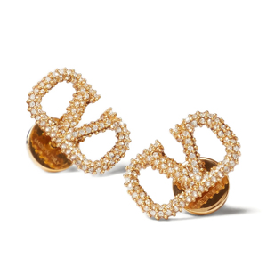 Boucles d'oreilles clous de luxe plaquées or 18 carats avec diamants, coupe brillante ronde géométrique, pour femme, usage quotidien - Product Image 1