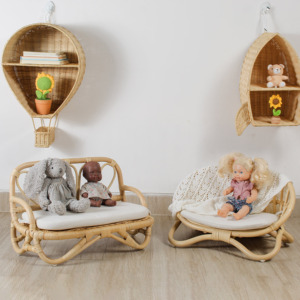 Handcrafted rattan <b>dolls</b> furniture mini <b>doll</b> chair seat baby toddler toy chairs for pretend play - Product Image 6