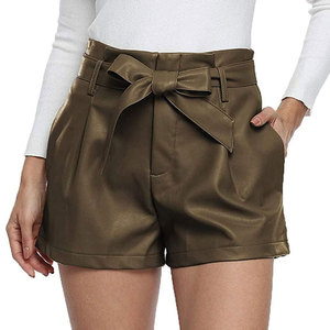 Shorts en cuir décontractés pour femmes de haute qualité, design personnalisé, respirants, écologiques, coupe-vent - Product Image 5