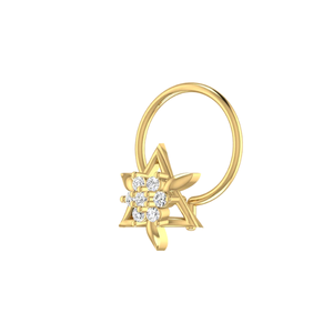 AJRETAIL 0.03 กะรัต ทรงกลมเจียระไนแบบบริลเลียนท์ รูปดาวน่ารัก ต่างหูทอง 14K สำหรับผู้หญิง ความใส VS-SI - Product Image 4