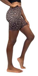 He She Wears Women's Low Waist Floral Print Knitted Spandex Activewear Shorts Regular Fit Drawstring <b>Elastic</b> Waist Quick Dry - Product Image 3