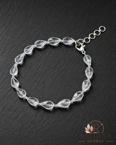 Handmade Quartz Stone <b>Beaded</b> <b>Bracelet</b> with Silver Lobster Clasp, Elegant Fashion Jewelry for Women Gift & Everyday Wear - Product Image 2