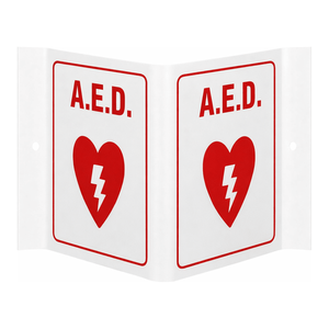 Panneau de signalisation Brady V AED - Panneau de sécurité pliable pour intérieur/extérieur à haute visibilité avec impression UV - Product Image 1