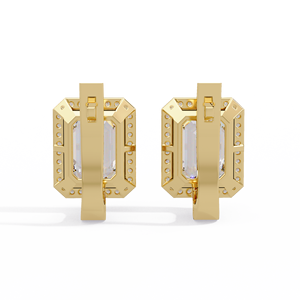 Hermosos Pendientes de Aro Halo con Certificación IGI, 4.30 CTW, Esmeralda y Diamantes Cultivados en Laboratorio, Oro Sólido de 14K, Joyería Nupcial, Regalos - Product Image 4