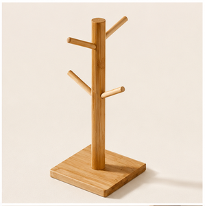 Premium Natural Wood Coffee Mug Rack Sturdy Tree-Shaped <b>Tea</b> Cup Holder With Square Base Sustainable Tabletop Display <b>Stand</b> - Product Image 5