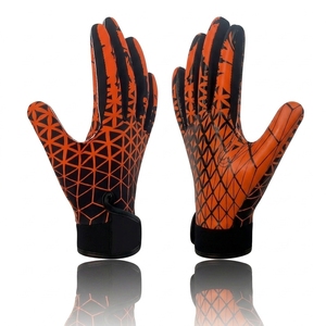 Gants de football américain personnalisés en cuir synthétique orange et noir avec fermeture auto-agrippante, adhérence collante, respirants, antidérapants, OEM - Product Image 3