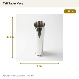 Handmade 40 cm <b>Tall</b> Taper Brass Stainless Steel Flower Vase Mirror Polished Silver for Home Decor Hotels Weddings <b>Table</b> - Product Image 5