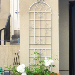 Set di 4 Tralicci da Giardino in Metallo Antiruggine Bianco Crema 220 cm x 50 cm, Supporto per Fiori da Esterno per Piante Rampicanti - Product Image 5