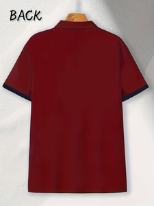 Custom Navy Blue Polyester Solid Polo Shirt Adult Short Sleeve Embroidered Logo Contrast Trim Classic Turndown Promotional - Product Image 3