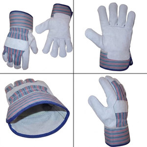 Gants de travail robustes en cuir de vachette pleine fleur avec dos en coton – Vente en gros de gants de sécurité haute résistance pour la construction et les travaux généraux - Product Image 6