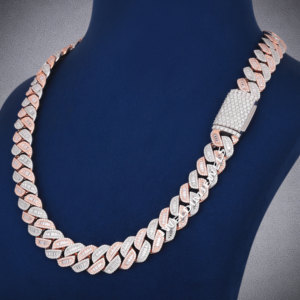 Cadena de diamantes estilo hip hop de plata de ley 925, collar cubano de dos tonos con diamantes de moissanita para hombres y mujeres - Product Image 4
