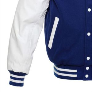 เสื้อแจ็คเก็ตเบสบอลแบบ Letterman  ผ้าขนสัตว์  แขนหนัง  ทรงบอมเบอร์  สำหรับผู้ชาย  ชุดวอร์ม  น้ำหนักเบา  ทรงเข้ารูป - Product Image 6