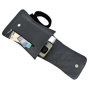 Pochette bandoulière pour téléphone portable en cuir véritable pour femme, avec fentes pour cartes, minimaliste, tendance, gris, fermeture magnétique réglable, 7 - Product Image 4