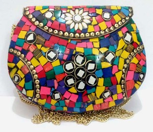 Bolsos de Mano Metálicos Multicolores para Mujer, Estilo Bandolera, para Fiestas, GC-BG-366, Disponibles al Mejor Precio desde India - Product Image 1