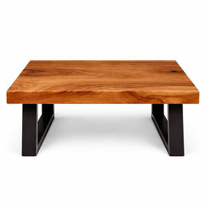 Mesa de Centro Moderna Minimalista Niwara Bisoepo, Duradera, de Calidad Premium, con Superficie de Madera Suar de Borde Recto y Base Metálica Resistente - Product Image 2