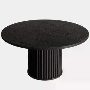 Tavolo da Pranzo con Base in Metallo Scanalato Robusta, Tavolo Rotondo in Legno per Cucina - Product Image 2