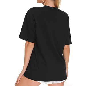 Oversized Tee Premium Cotton Streetwear T-Shirt Soft Cotton Half Sleeve <b>Black</b> Casual <b>Top</b> Relaxed Fit Women's T-Shirts - Product Image 3