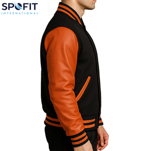 แจ็คเก็ตวาร์ซิตี้คุณภาพดีที่สุดขายส่ง สไตล์เท่ห์ ทรงโอเวอร์ไซส์ ระบายอากาศได้ดี รับทำโลโก้ตามสั่ง บริการ OEM แจ็คเก็ตเลตเตอร์แมนสำหรับผู้ชาย - Product Image 5