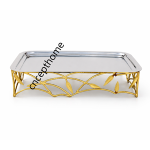 Bandeja para Servir Dulces Árabes, Hecha a Mano, Elegante y Sostenible, con Acabado Dorado y Plateado, de Metal, con Asas, de Grado Comercial, en Oferta - Product Image 5