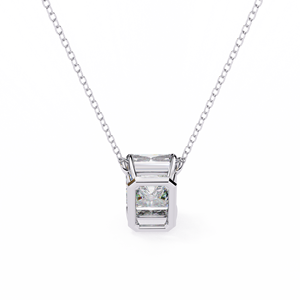 925 Sterling Silver Emerald Cut Moissanite Pendant Necklace Lab Grown Diamond Solitaire Jewelry for Women - Product Image 6