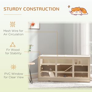 Gabbia per Animali Domestici a 3 Livelli in Legno per Piccole Razze, Habitat per Criceti, Topi, Ratti, Recinto per Esercizio e Gioco con Tetto Apribile e Rampe - Product Image 6