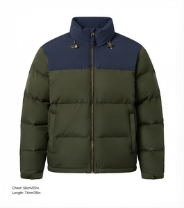 Blouson d'hiver matelassé pour homme, coupe-vent, style décontracté, col montant, fermeture éclair, color block, rembourrage polyester, coupe régulière épaisse - Product Image 3
