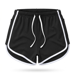 Shorts deportivos para mujer con ribete en contraste, franja lateral, cintura alta, cordón ajustable, secado rápido, ligeros, personalizados para pickleball. - Product Image 2