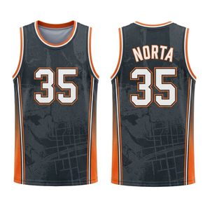 Camiseta de Baloncesto Gris Oscuro con Patrón de Cuadrícula, Paneles Laterales Naranjas Sublimados, Malla Transpirable, Ropa de Entrenamiento para Equipos - Product Image 1