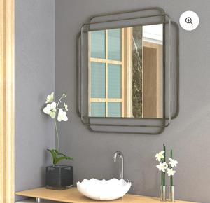 Minimalist <b>Rectangular</b> Metal <b>Wall</b> <b>Mirror</b> Framed Decorative Design for Bathroom - Product Image 1