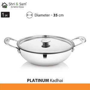 Kadhai en acier inoxydable épais avec couvercle en acier inoxydable Platinum Premium Cookware - Product Image 5