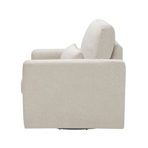 Sedia Girevole Ergonomica con Imbottitura in Bouclé Beige, Struttura in Legno Massello, Arredamento Moderno per Soggiorno - Product Image 4
