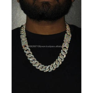 Chaîne cubaine VVS Moissanite plaqué rhodium en argent 925 rond et taille émeraude glacé chaîne passe diamant testeur bijoux Hip Hop - Product Image 1