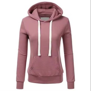 Sudadera con Capucha Rosa Unisex, Color Sólido, Manga Larga, Informal, Tejida, para Otoño, Corte Regular, con Bolsillo - Product Image 3