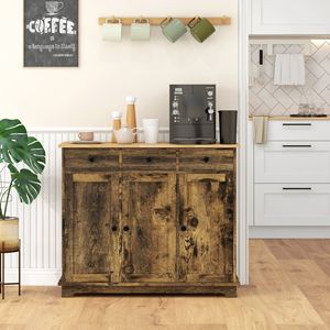 Mobiletto da Cucina Grande 40 Pollici, Credenza Marrone con Cassetti Multipli e Ripiano Regolabile - Product Image 2