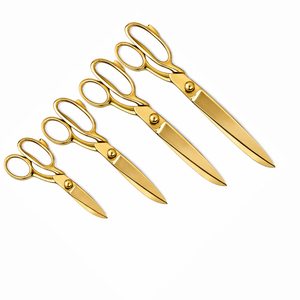 Ciseaux de tailleur dorés en acier inoxydable à bord lisse, qualité DIY, manche métallique, outil de coupe pour tissus et couture - Product Image 2