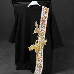 T-shirt ample en maille respirante à col en V pour homme, style streetwear, imprimé par sublimation, écologique, décontracté, uni, délavé - Product Image 4