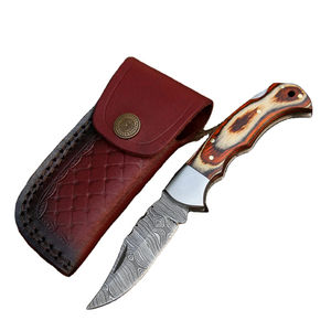 Navaja Plegable de Damasco Hecha a Mano con Elegante Herramienta para Exteriores, Navaja de Bolsillo de Damasco con Hoja Plegable Funcional - Product Image 1