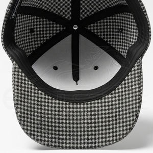 Casquettes de baseball de haute qualité en gros, gris anthracite, motif micro pied-de-poule, casquettes personnalisées avec logo brodé blanc - Product Image 4