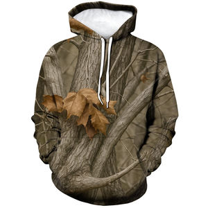 Sweat-shirt unisexe décontracté camouflage à capuche, coupe oversize, manches longues, en coton lourd et polyester, style streetwear, mélange de coton basique - Product Image 3