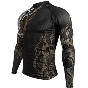 Rashguard de haute qualité pour hommes et garçons, à manches longues, respirant, imprimé, pour MMA, BJJ, Jiu Jitsu, fitness et natation, vente en gros - Product Image 1