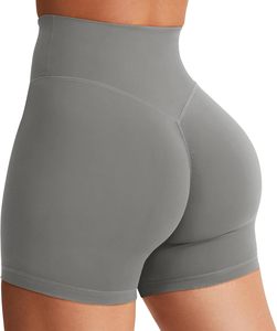 Shorts de sport taille haute pour femme, style motard, respirants, extensibles, séchage rapide, en coton et élasthanne tricoté, taille élastique, couleur unie - Product Image 3
