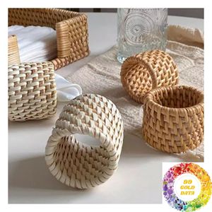 Anneau de serviette en rotin tressé naturel fait main, accessoire de table rustique pour mariages champêtres, cafés et décoration côtière - Product Image 5