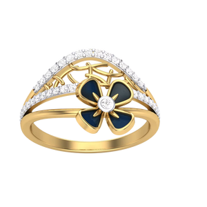 แหวนเพชรทรงวีประดับดอกไม้หรูหรา ทองคำแท้ รับรองโดย IGI สำหรับผู้หญิง เหมาะสำหรับงานหมั้น งานแต่งงาน ของขวัญวันครบรอบ - Product Image 3