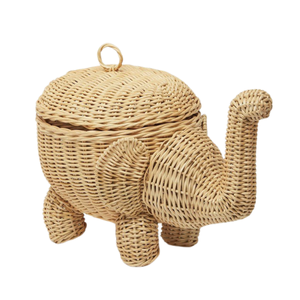 Premium Elephant Shape Rattan Toy <b>Storage</b> Basket Children Room Bedroom Furniture Woven Animal <b>Chest</b> Box With Lid Wholesale - Product Image 2