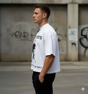 Camiseta Corta de Corte Holgado Rexfit, Camiseta con Estampado Gráfico Personalizado DTG, Camiseta de Algodón 100% de Peso Pesado, Cuello Redondo, Camisetas para Hombre - Product Image 5