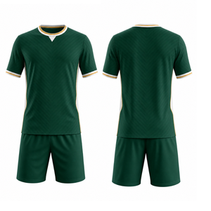 Maillot de football vert personnalisable pour homme, manches courtes, col en V, polyester anti-humidité, uniforme respirant anti-UV toutes saisons - Product Image 1