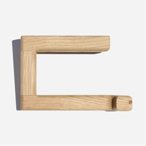 Porte-rouleau de papier toilette en bois avec étagère, rectangulaire, traditionnel, à fixer au mur - Product Image 2