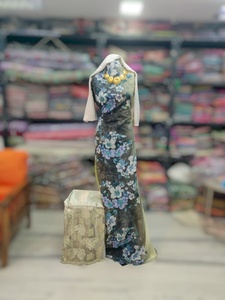 Vestido de Novia Ecológico de Lujo con Tejido Dirac Alemán, Estampado Floral Amarillo y Shaash a Juego |   Ropa de Fiesta para Chicas y Mujeres - Product Image 5