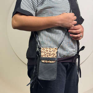 Bolso bandolera de cuero genuino a la moda para mujer, Mini bolso para teléfono móvil, bolsos para teléfono móvil para niña, billetera con estampado de animales, bolso de hombro - Product Image 3