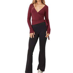 Haut de yoga pour femme à manches longues, moulant, extensible, écologique, sans couture, vêtement de sport respirant pour la gym et l'entraînement, avec logo personnalisé, vente en gros - Product Image 3